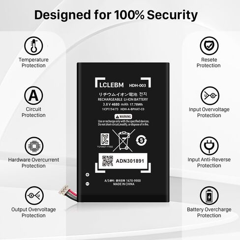 LCLEBM (4680mAh) Battery for Nintendo HDH-003, 2024 New 0 Cycle Higher Capacity Rechargeable Battery Replacement for Switch Lite HDH-003, HDH-001 Game Console with Repair Tools in Kuwait