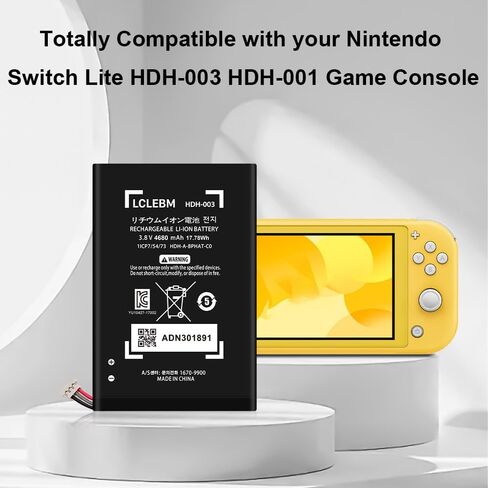 LCLEBM (4680mAh) Battery for Nintendo HDH-003, 2024 New 0 Cycle Higher Capacity Rechargeable Battery Replacement for Switch Lite HDH-003, HDH-001 Game Console with Repair Tools in Kuwait