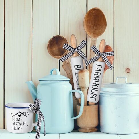 Yookeer 4 Pcs Ladybug Tiered Tray Decor Set Summer Wood Sign Rustic Red Ladybug Decor Mini Wooden Signs Decor Small Mug and Rolling Pins Rustic Table Decoration Ladybird Tiered Tray for Home Kitchen in Saudi Arabia