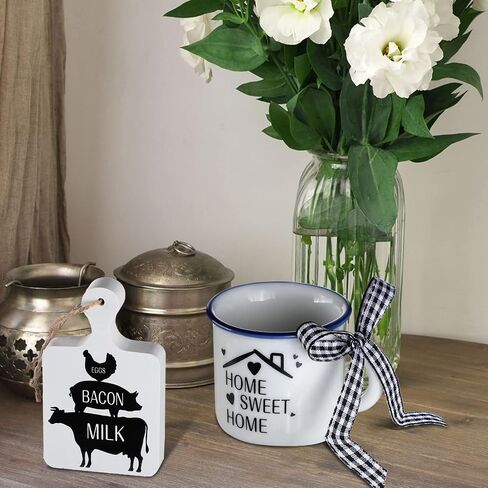 Yookeer 4 Pcs Ladybug Tiered Tray Decor Set Summer Wood Sign Rustic Red Ladybug Decor Mini Wooden Signs Decor Small Mug and Rolling Pins Rustic Table Decoration Ladybird Tiered Tray for Home Kitchen in Saudi Arabia