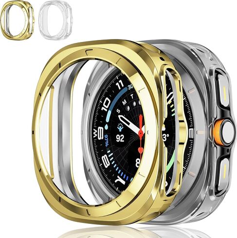 [2 Pack] Ultra Cases 47mm Compatible with Samsung Galaxy Watch Ultra 47mm Case, Soft TPU Watch Cover Protective Bumper Shell, Galaxy Watch Ultra 47mm Bands Accessories (Clear+Purple, Ultra 47mm) in Saudi Arabia