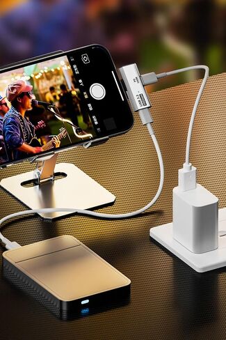 محول سماعة الرأس AreMe Dual USB C مع منفذ شحن 100 وات، دونجل مقسم USB من النوع C 2 في 1 لـ Rog Ally وSteam Deck وQuest 2 وiPhone 15 Series وiPad وMacBook والمزيد من الأجهزة من النوع C (رمادي) in Kuwait