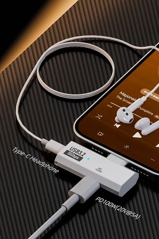 محول سماعة الرأس AreMe Dual USB C مع منفذ شحن 100 وات، دونجل مقسم USB من النوع C 2 في 1 لـ Rog Ally وSteam Deck وQuest 2 وiPhone 15 Series وiPad وMacBook والمزيد من الأجهزة من النوع C (رمادي) in Kuwait