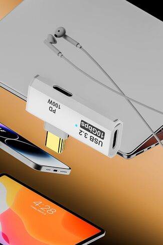محول سماعة الرأس AreMe Dual USB C مع منفذ شحن 100 وات، دونجل مقسم USB من النوع C 2 في 1 لـ Rog Ally وSteam Deck وQuest 2 وiPhone 15 Series وiPad وMacBook والمزيد من الأجهزة من النوع C (رمادي) in Kuwait