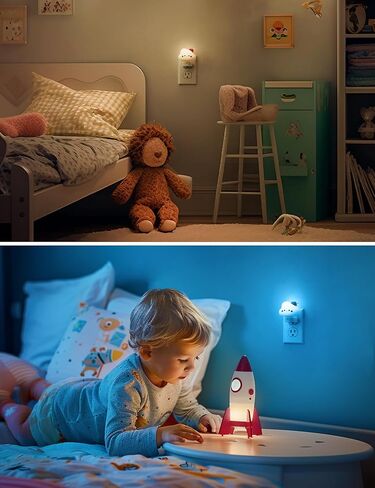 L LOHAS LED ضوء ليلي للأطفال، قابس ضوء ليلي لطيف ثلاثي الأبعاد، أضواء ليلية للحضانة من الغسق إلى الفجر، RGB+أبيض ناعم 3000K، 3 أوضاع إضاءة، ديكور الغرفة، للأطفال in Kuwait
