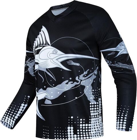 Fishing Shirts for Men,Long Sleeve Fish T-Shirt Sun Protection Outdoor Clothing Tee Funny Gift Breathable Tops S-3XL in Saudi Arabia