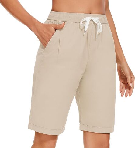 شورت Msmsse النسائي برمودا بطول الركبة من القطن شورت طويل كاجوال للمشي الرياضي in Kuwait