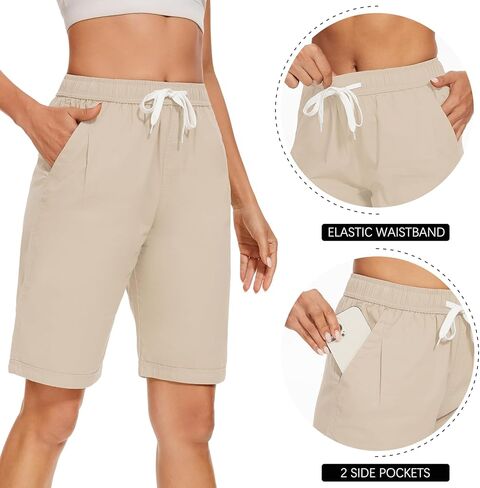 شورت Msmsse النسائي برمودا بطول الركبة من القطن شورت طويل كاجوال للمشي الرياضي in Kuwait