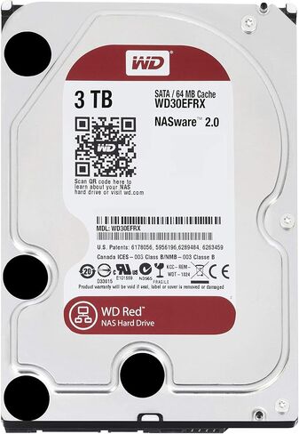 محرك الأقراص الصلبة WD Red 3 تيرابايت NAS - 5400 دورة في الدقيقة فئة SATA 6 جيجابايت/ثانية وذاكرة تخزين مؤقت 64 ميجابايت 3.5 بوصة - WD30EFRX (متجدد) in Saudi Arabia