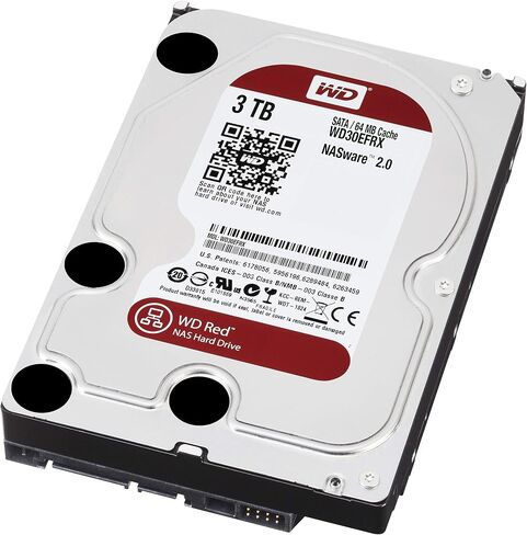 محرك الأقراص الصلبة WD Red 3 تيرابايت NAS - 5400 دورة في الدقيقة فئة SATA 6 جيجابايت/ثانية وذاكرة تخزين مؤقت 64 ميجابايت 3.5 بوصة - WD30EFRX (متجدد) in Saudi Arabia