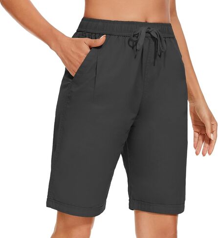 Msmsse Women's Bermuda Knee Length Shorts Cotton Casual Cargo Long Shorts for Athletic Walking Workout in Saudi Arabia