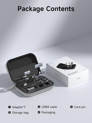 مجموعة محول Hagibis USB C، 40 جيجابت في الثانية 240 وات 8K@60 هرتز USB4 نوع C مجموعة كابل شحن سريع مجموعة محول حقيبة تخزين مع محول USB C إلى C بسرعة 40 جيجابت في الثانية *5، محول USB A إلى C بسرعة 10 جيجابت في الثانية *2 للسفر in Kuwait