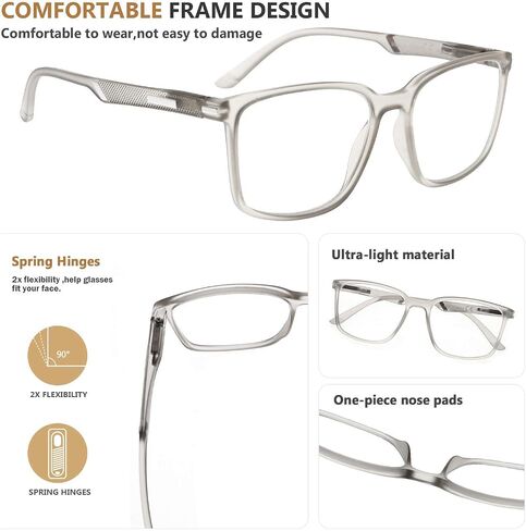 Eyekepper Reading Glasses Large Frame Square Readers Spring Hinges Men Women Champagne +3.00 in Saudi Arabia