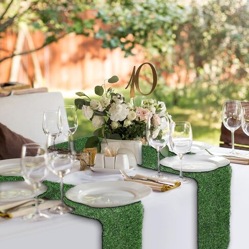 Grass Table Runner Artificial Tabletop Decor Synthetic Turf Grass Placemats Grass Table Liner Green Rug Table Cloths for Parties Wedding Banquet Faux Moss Table Runner (2, 12 x 36 Inch) in Kuwait