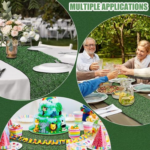 Grass Table Runner Artificial Tabletop Decor Synthetic Turf Grass Placemats Grass Table Liner Green Rug Table Cloths for Parties Wedding Banquet Faux Moss Table Runner (2, 12 x 36 Inch) in Kuwait