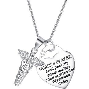 BriLove Gifts for Mom 925 Sterling Silver Necklace for Women Caduceus Angel Nursing Themed Pendant Necklace for Mothers Day/Valentines Day/Birthday/Christmas/Anniversary