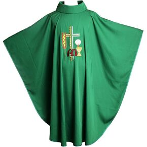 BLESSUME Green Priest Chasuble Embroidered Vestments Altar Mass