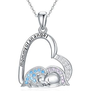 Mommy Of Angel Necklaces Sterling Silver Miscarriage Gifts for Mother Infant Loss Gifts for Mom Angel Baby Memorial Jewelry for Women
