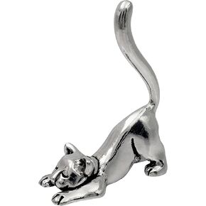Cat Stretching Ring Holder (Pewter) Yoga Pose