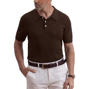 Mainfini Men's Knit Button Polo Shirts