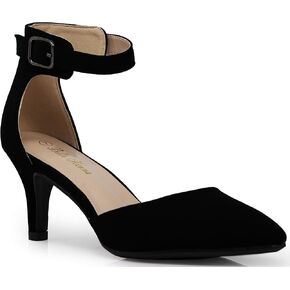 Enzo Romeo Jputa Women's Pointy Toe High Mid Heel Sexy Ankle Strap Sandals Ballerina Dress Pump Ballet Wedding Patent Harlow Pump Shoes