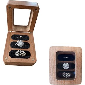 Wooden Ring Box, Wedding Ring Box, Ring Bearer, Proposal Ring Holder, Wood Ring Box, Ring Bearer Box for Wedding Ceremony (4 Ring Box)