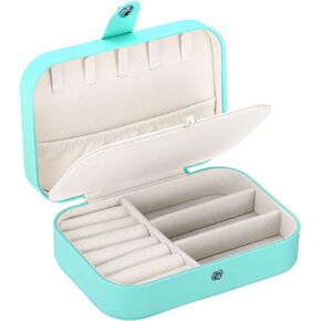 PATIKIL Travel Jewelry Case, Small Jewelry Organizer Portable Jewelry Box Double Layer to Store Rings Earrings Necklaces Bracelets for Women Gifts, Blue