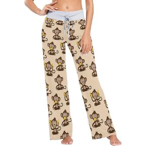 ZzWwR Womens Foal Comfy Drawstring Lounge Pajama Pants High-Waist Wide Leg Sleepwear Bottom