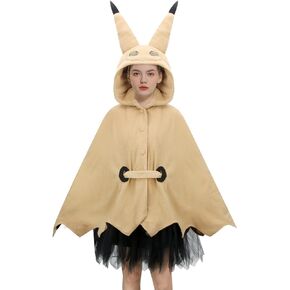 NIHONCOS Womens Long Ears Hooded Cloak Costume Yellow Ghost Cape Hoodie Skirt Belt Gloves Halloween Cosplay Costume Outfit