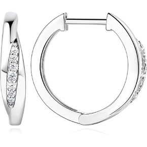 Sterling Silver Hoop Earrings for Women Silver Huggie Hoop Earrings Silver Diamond Earrings Dazzling 20.5mm