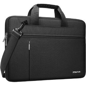 MOSISO 360 Protective Laptop Shoulder Bag Compatible with MacBook Air 15 inch M2 A2941 2023/Pro 16 2023-2019,15-15.6 inch Notebook with Front Horizontal&Vertical Pockets&Fix Handle&Belt, Gray
