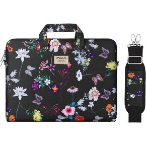 حقيبة كتف للكمبيوتر المحمول من MOSISO متوافقة مع MacBook Air 15 بوصة M2 A2941 2023/Pro 16 2023-2019 M2 A2780 M1 A2485 A2141، دفتر ملاحظات 15-15.6 بوصة، حافظة من البوليستر مع حزام، أسود in Saudi Arabia