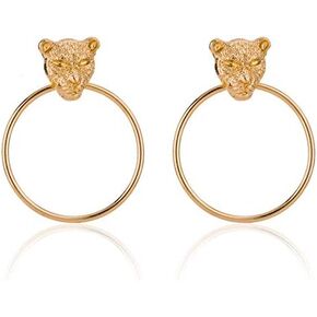 خمر رئيس الأسد أقراط الذهب دائرة استرخى الأقراط الباروك الحيوان بيان أقراط 80's نساء إكسسوارات فتيات هدية in Kuwait