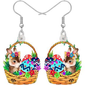 WEVENI Acrylic Easter Bunny Rabbit Earrings Hare Dangle Drop Pet Jewelry For Women Girls Charm Gift