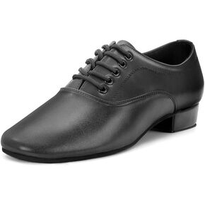 Men's Ballroom Dance Shoes Leather Lace-up Dancing Shoes Character Shoes for Latin Tango Salsa Waltz, Black