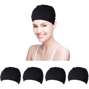 قبعات نوم من BISMADH مكونة من 4 قطع من قطن الخيزران الناعم على شكل جمجمة للنساء - قبعة قزم خفيفة الوزن، علاج كيميائي، قبعة ممرضة للعمل in Kuwait