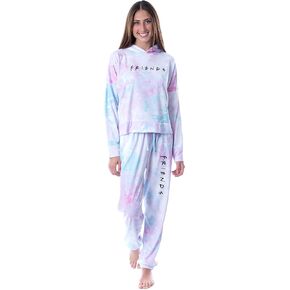 INTIMO Friends TV Show Logo Tie Dye Womens' Pajama Loungewear Hooded Jogger Set