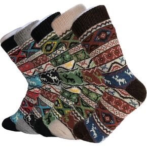 Luuzuu Womens Wool Socks 5 Packs Warmer Socks Winter Socks Size 7 to 9 as Gift for Family or Women in Saudi Arabia