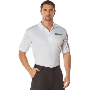 Rothco 18400 Moisture Wicking Security Polo Shirt Size : M,Color : White W/Black Lettering