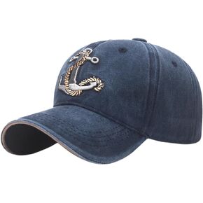 Embroidery Anchor Vintage Baseball Cap Cotton Washed Distressed Trucker Cap