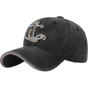 Embroidery Anchor Vintage Baseball Cap Cotton Washed Distressed Trucker Cap