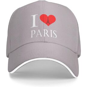 Unisex I Love Paris Eiffel Tower Baseball Hat, Heart Baseball Cap Adjustable Trucker Hat for Men Women
