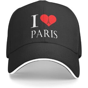 قبعة بيسبول I Love Paris Eiffel Tower للجنسين، قبعة بيسبول على شكل قلب، قبعة سائق الشاحنة قابلة للتعديل للرجال والنساء