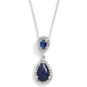 Mariell Sapphire Cubic Zirconia Teardrop Necklace - Something Blue Bridal or September Birthstone Gift