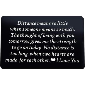Engraved Wallet Inserts Card,Long Distance Couples Gift for Boyfriend,Long Distance Gift,Metal Wallet Love Note Card for Him Her,Military Deployment Gift for Husband Christmas Birthday Gift for Men