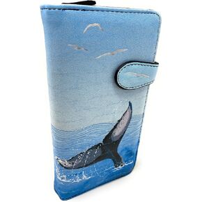 Shag Wear Whale Tail Large Beach Wallet Women Vegan Faux Leather 7" Blue