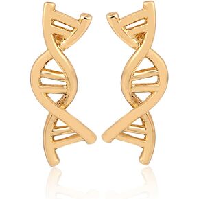 Coadipress DNA Double DAN Helix Molecule أقراط للفتيات والنساء فريدة من نوعها من الفضة والذهب وعلم الأحياء والكيمياء المجهر العلوم تحت عنوان أقراط مجوهرات