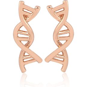 coadipress DNA Double DAN Helix Molecule Stud Earrings for Girls Women Unique Silver Gold Biology Chemistry Microscope Science Themed Earrings Jewelry