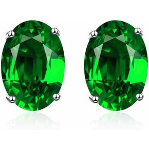 BG&WLing Green Earrings for Women Girls Created Emerald Earring Studs Silver Post Cubic Zirconia Solitaire Stud Earrings Hypoallergenic Fashion Jewelry Gifts
