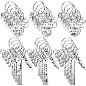 24 Pcs Nurse Gifts for Women Nurse Student Gifts Nurse Appreciation Gifts Nurse Keychain Nurse Stuff for Women Men Nurses Week Practitioner Graduation Birthday Medical Assistant Gifts Accessories